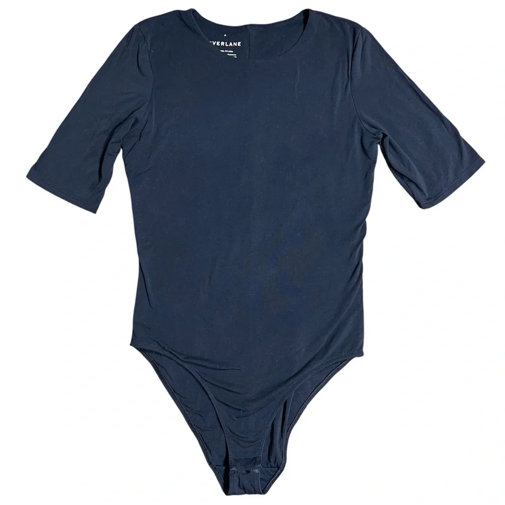 Everlane Black Short-Sleeve Crew Neck Bikini Bodysuit, Size Medium - Picture 3 of 6